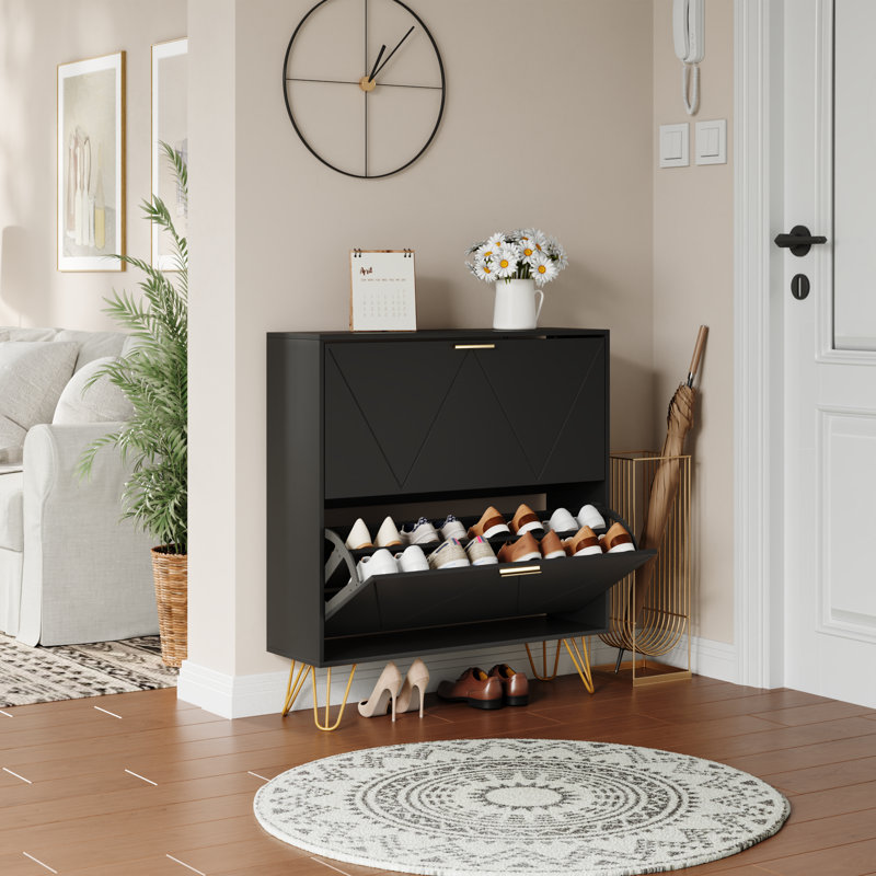 Belper 18 Pair Shoe Storage Cabinet, Black