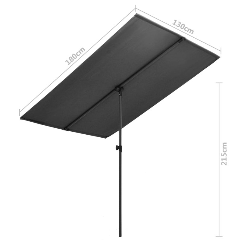Anthracite Gray Rectangular Outdoor Market Umbrella with Aluminum Pole