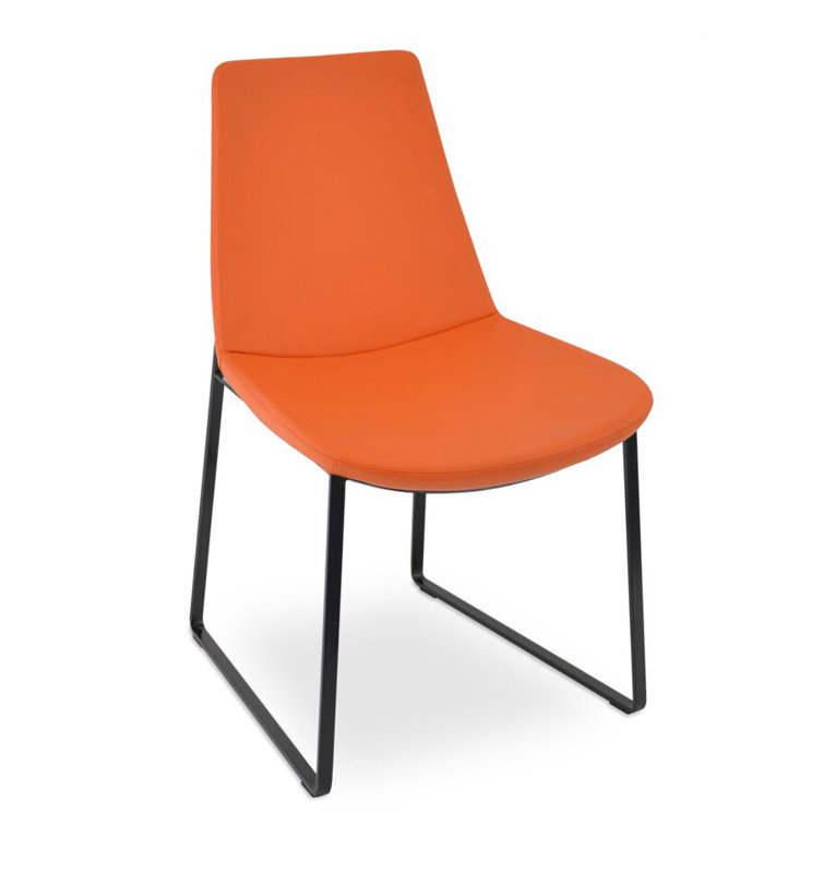 Eiffel 17'' H Upholstered Metal Side Chair, Stainless Steel, Sky Blue