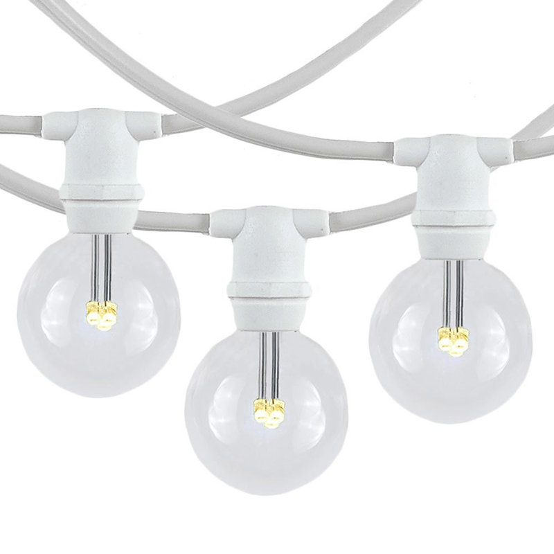 Guirlande de 100 lumières d'extérieur 100 pi, Blanc / Transparent