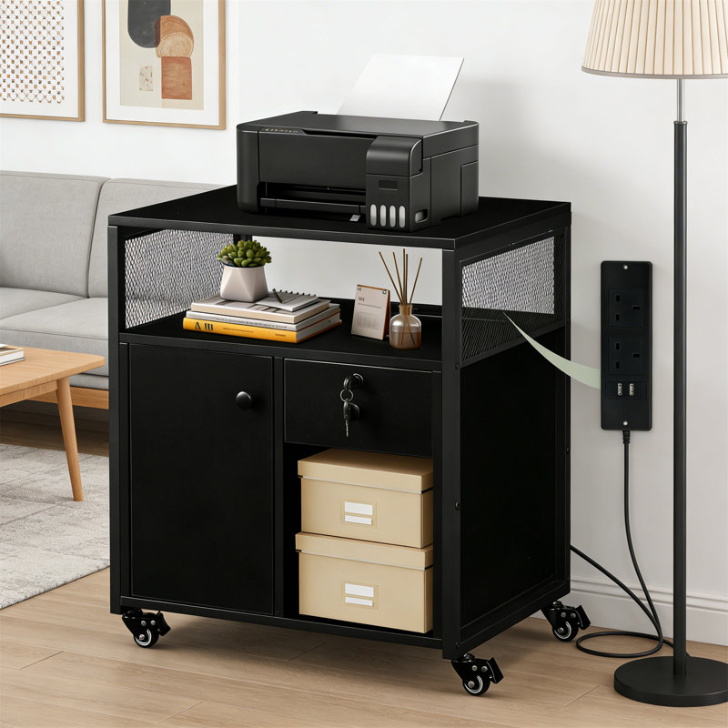 60cm Wide File Cabinet, Black
