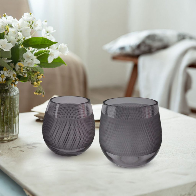 Vase de table en verre Amireah, Gris