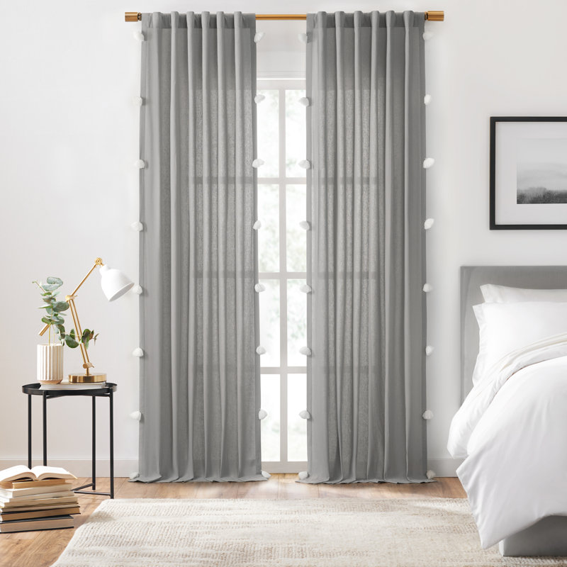 Ballast Cotton Semi Sheer Curtain Single Panel, 50'' W x 84'' L, Gray