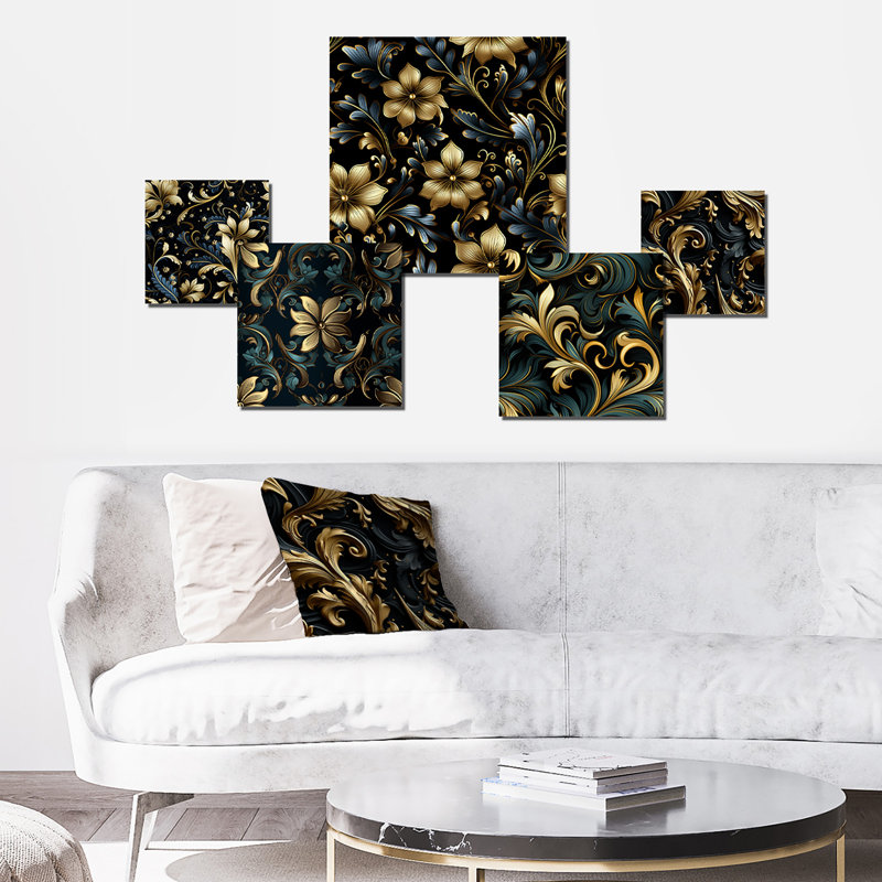 Essonnes - Damask Wall Art Set Of 5