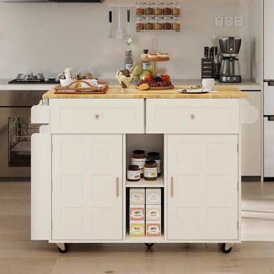 Kitchen Lsland With Trash Can Cabinet by Winston Porter
