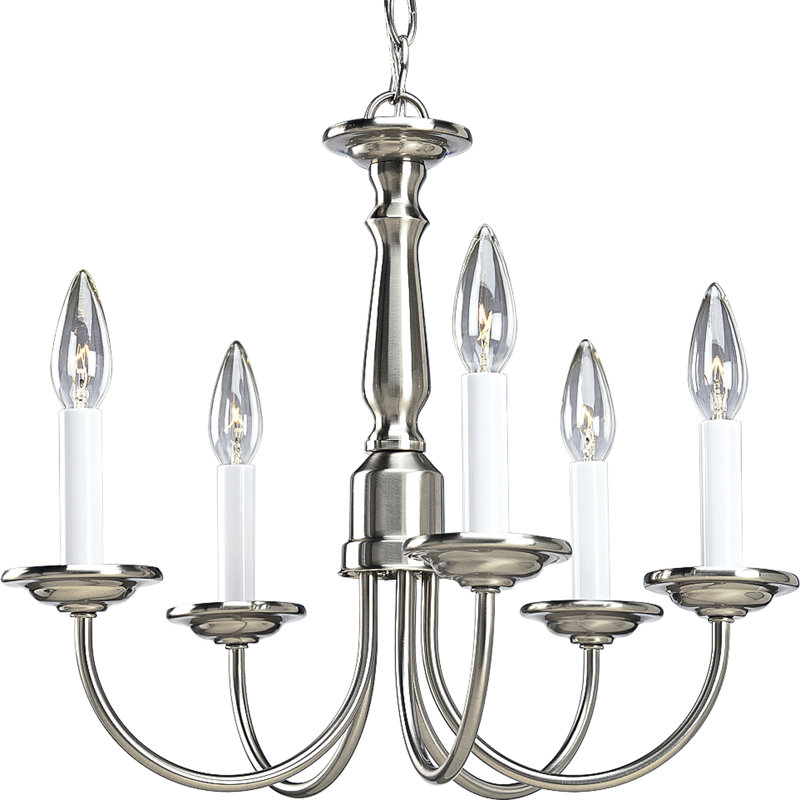 Francesville 5 - Light Dimmable Classic / Traditional Chandelier, Brushed Nickel