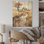 Neo impressionniste, campagne nostalgique I - campagne, art mural sur bois de pin naturel