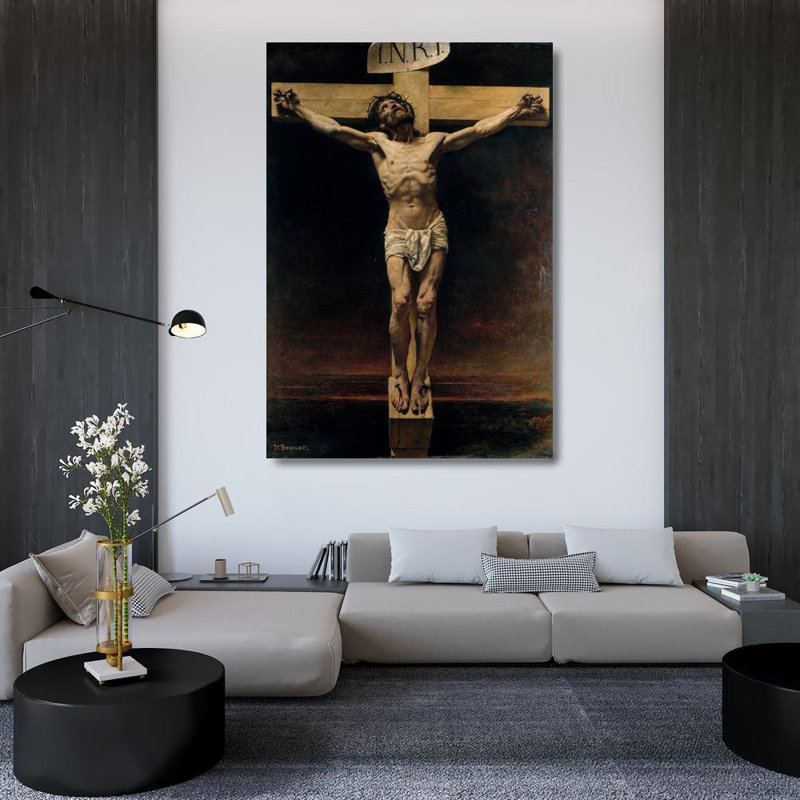 «Christ on the Cross» par Léon Bonnat - Art mural sur toile tendue avec châssis, H 48 po x l 33 po