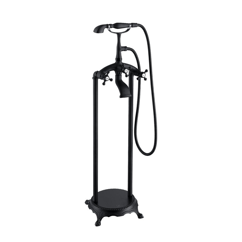 Robinet de baignoire autoportant avec douche à main Topcraft, Noir mat
