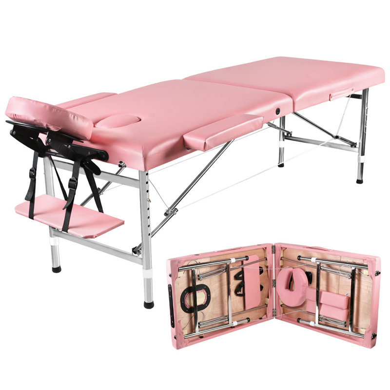 Table de massage pliante portative 24 po à hauteur réglable, Pink