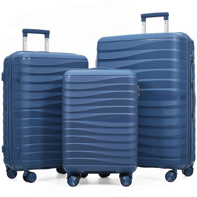 Ensemble de valises de voyage en PP de qualité supérieure, ensemble de valises à verrou TSA de 3 pièces aux dimensions de 20, 24 et 28 pouces avec roulettes pivotantes à 360 °