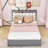 Queen 2 Drawers Platform Bed with Twin-XL Trundle and Built-in Sockets & USB Ports-298169958