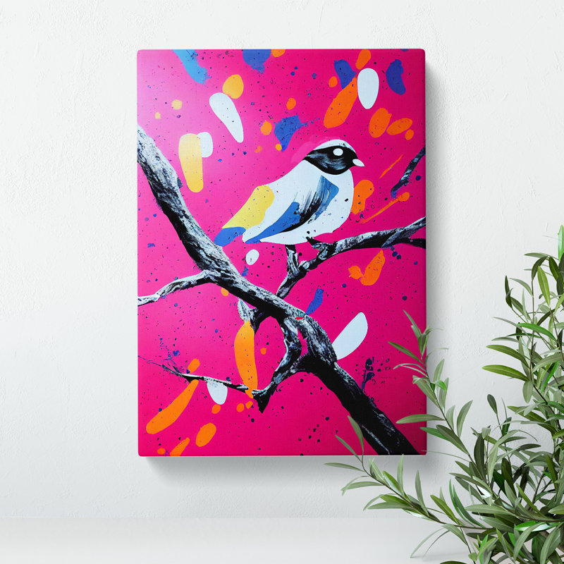 Splashed Bird No.2 Abstract - Wall Art, 60cm H x 40cm W, Wrapped Canvas, No Matte