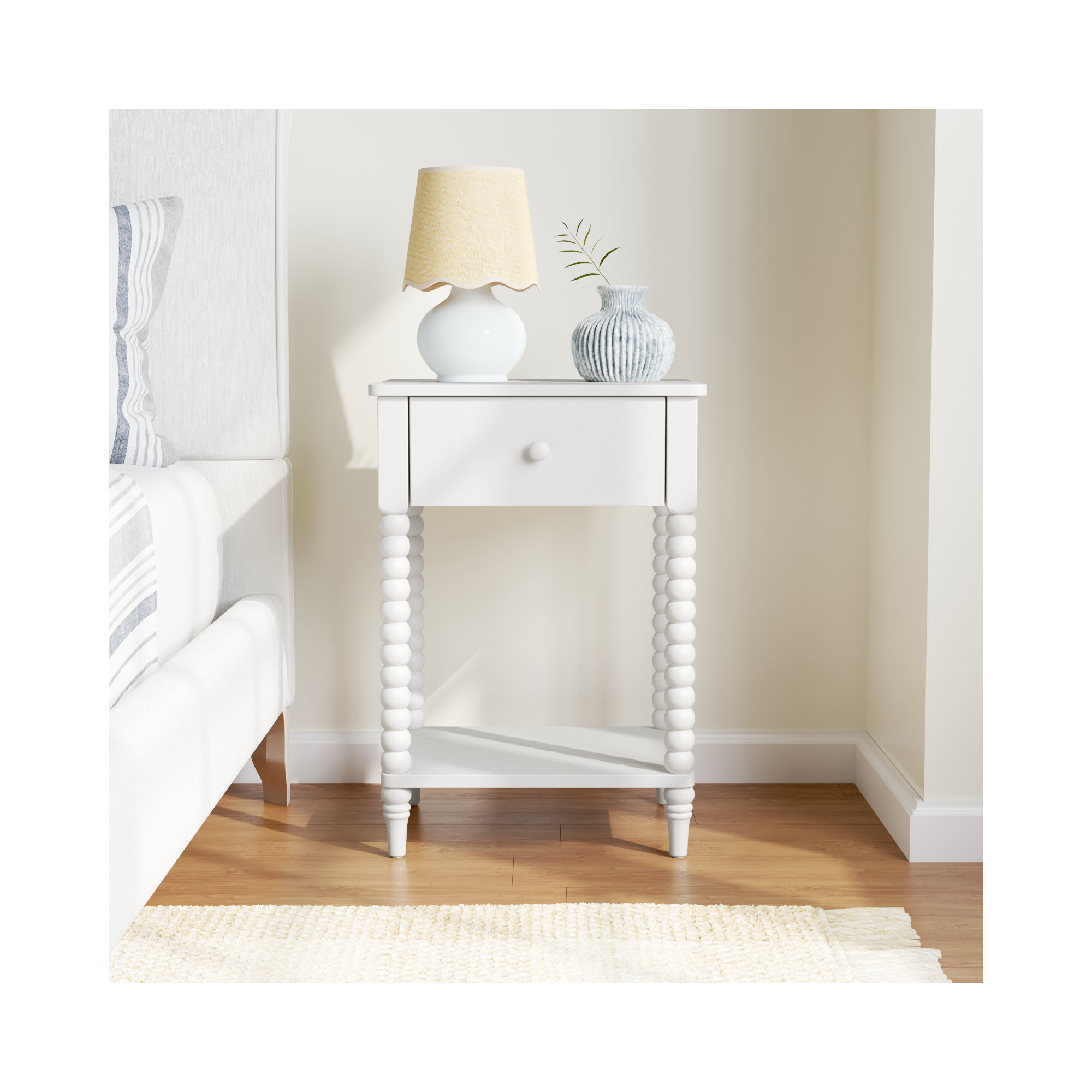 Benbrook 1 - Drawer Spindle Nightstand, White