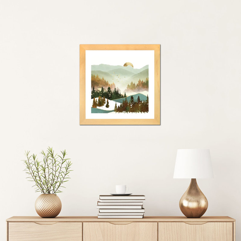 Fall Morning - reproduction d'impression, 16" H x 16" W x 1" D, Beige Wood Framed Paper, Blanc