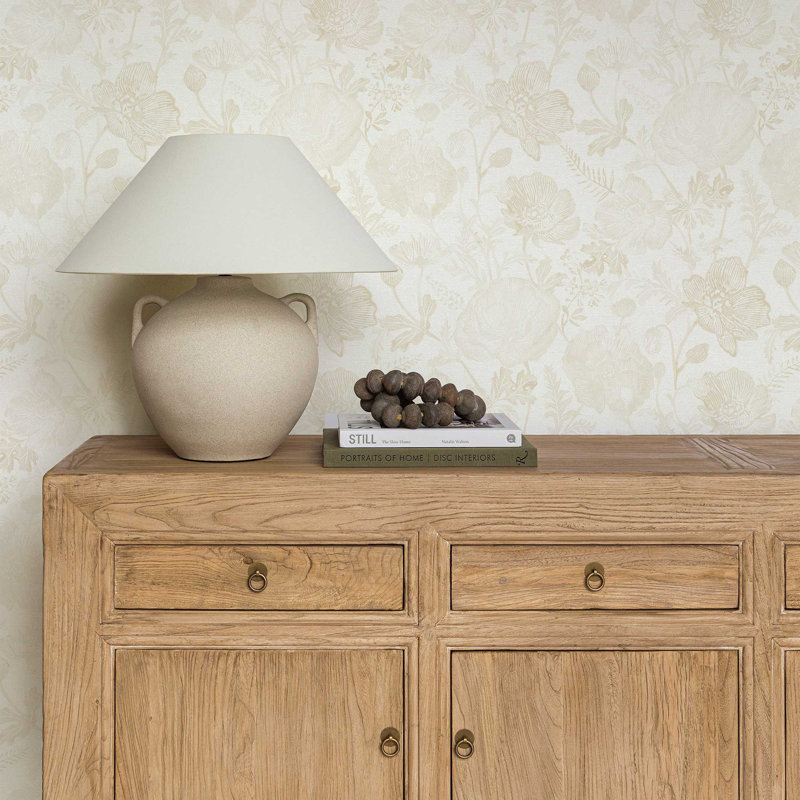 Poppies Textured Peel and Stick Wallpaper by Pure Salt, Beige