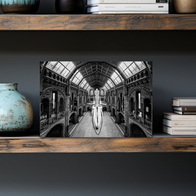 Grand Museum Whale Skeleton Classic Dramatic Gothic Whale Architecture Wall Art Print 1 Piece Wrapped Canvas Wall Art