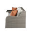 Canapé de patio Salena Gris 3 places en résine tressée résistante aux intempéries avec coussins beiges imperméables, 2 poufs réversibles, table basse escamotable et coussins décoratifs