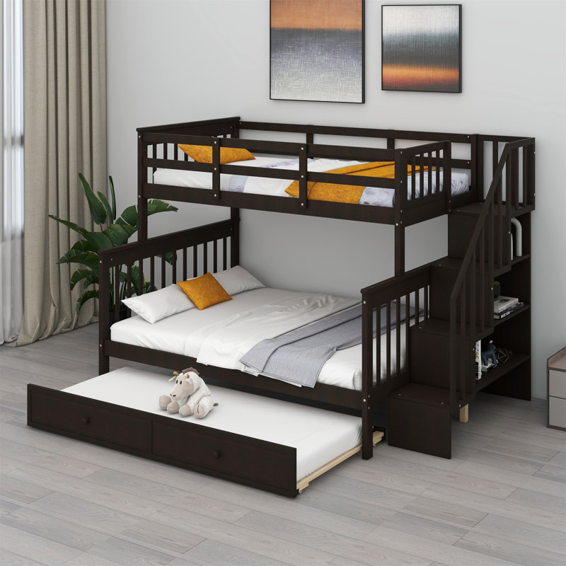 Ilvo Kids Bunk Bed with Trundle, Black