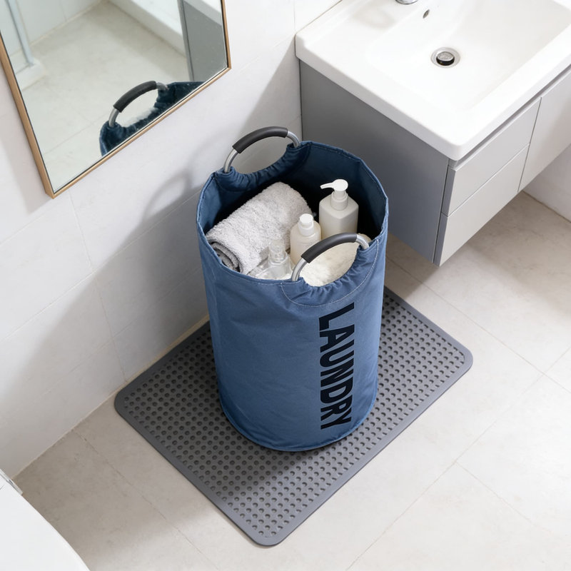 Two-Piece Set, Foldable Laundry Hamper With Handles, Large Capacity Fabric Clothes Basket For Bathroom, Washable Storage Bin For Dirty Laundry