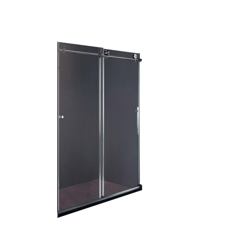 76'' H Single Added Frameless Shower Door with Clear Glass