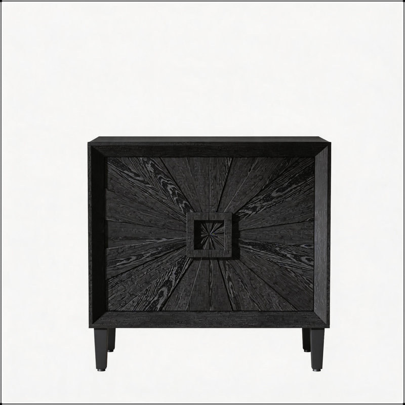 Crédence 31,5 "Mid-Century avec portes Sunburst et tablette réglable, Noir