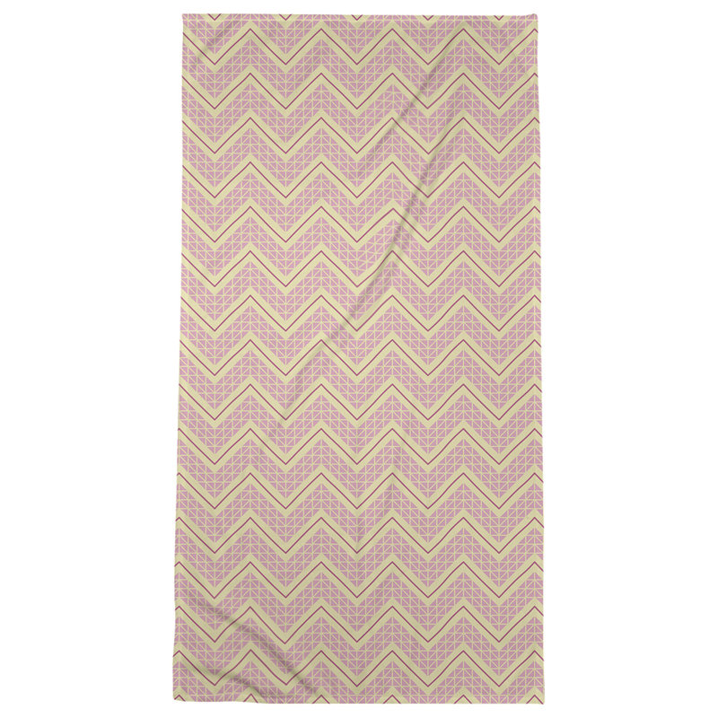Serviette de plage à chevrons à la main classic Stephenie, Rose / jaune / brun