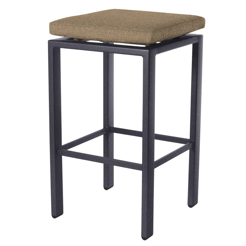 Aris Outdoor Bar Stool, Graphite, Alcazar Redwood, 31.25"