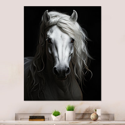 Cheval gris majestueux - Art mural en métal animaux, salon
