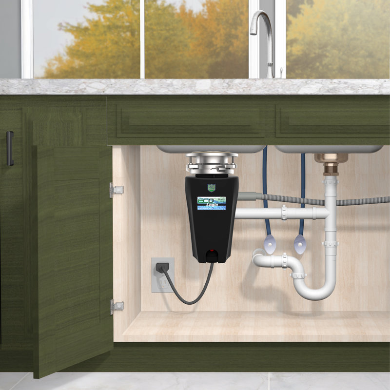 Broyeur à déchets ECOLOGIC Compact 1/3 HP avec cordon d'alimentation et écran anti-odeurs