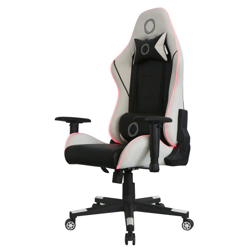 Inbox Zero Adjustable Reclining Ergonomic Swiveling PC & Racing Game Chair, Silver