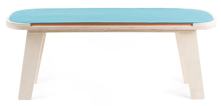 Maxman Upholstered Bench, Light Blue / Orange / Grey