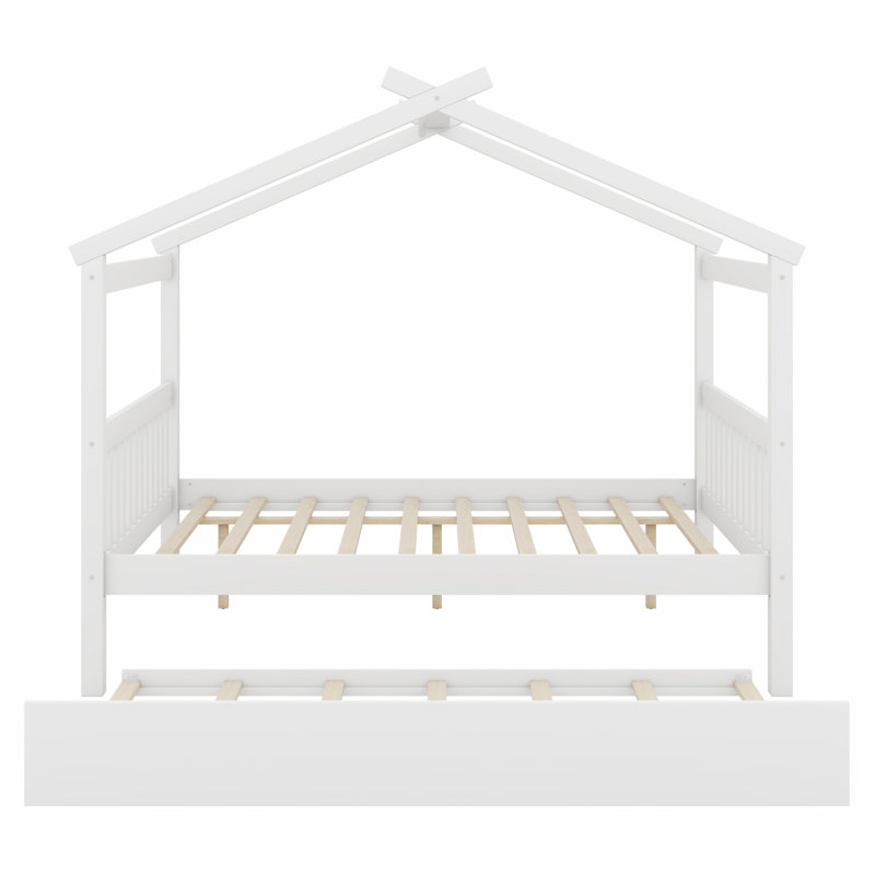 Lit en bois avec couchette, blanc