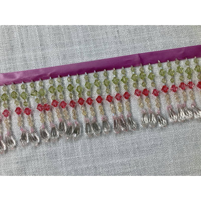 Tissu frange cristal perlé