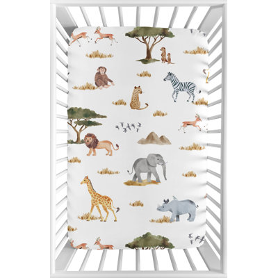 Drap-housse pour lit de bébé Jungle Animals par Sweet Jojo Designs