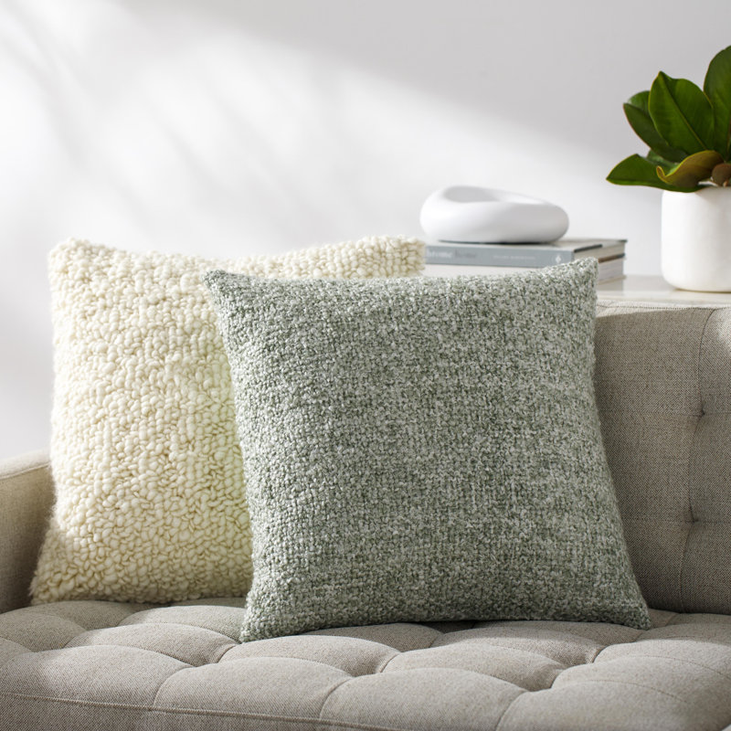 Tamari Reversible Pillow Cover, 20"H x 20"W, Down, Green