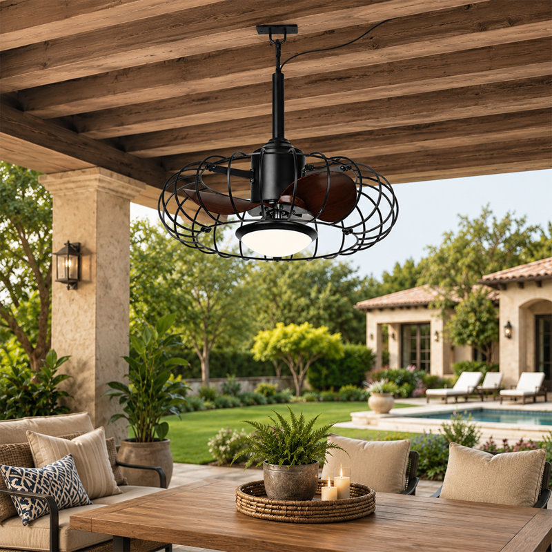 Ventilateur de plafond d'extérieur 19,7 "avec lumières IP65 imperméable à l'eau