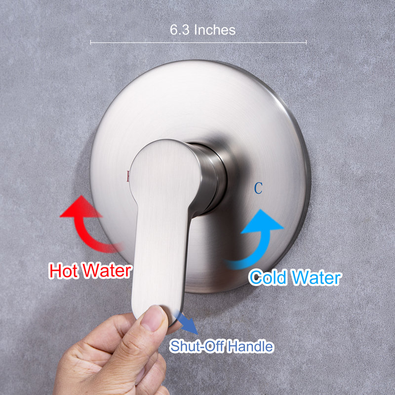 Diverter Complete Shower System with Rough in-Valve, Brushed Nickel