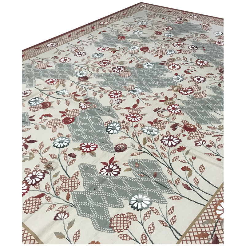 Tapis ivoire et rouille noué à la main de haute qualité, Rectangle 8 pi x 10 pi