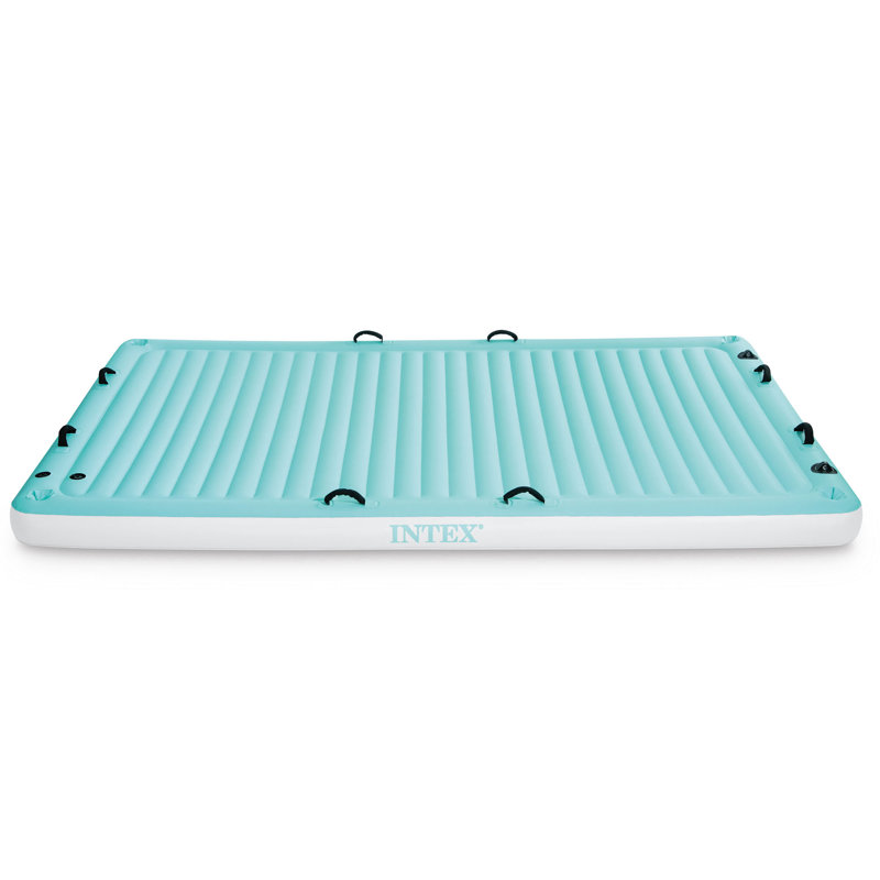 Teal and White Inflatable Floating Water Lounge with Cup Holders