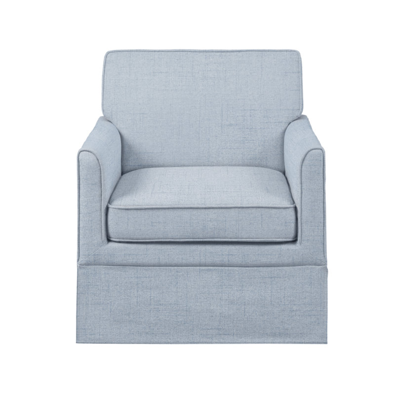Paula Slipcover Accent Chair with Track Arms & Tailored Skirted Base, Light Blue, Light Blue