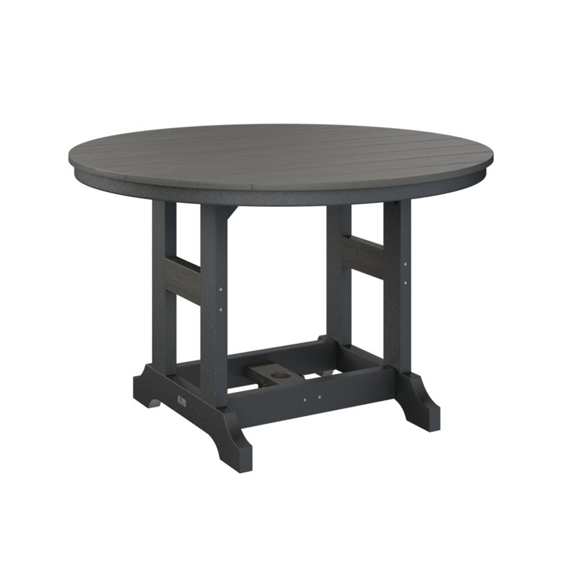 Garden Classic Outdoor Round Bar Table, Coastal Gray, Black
