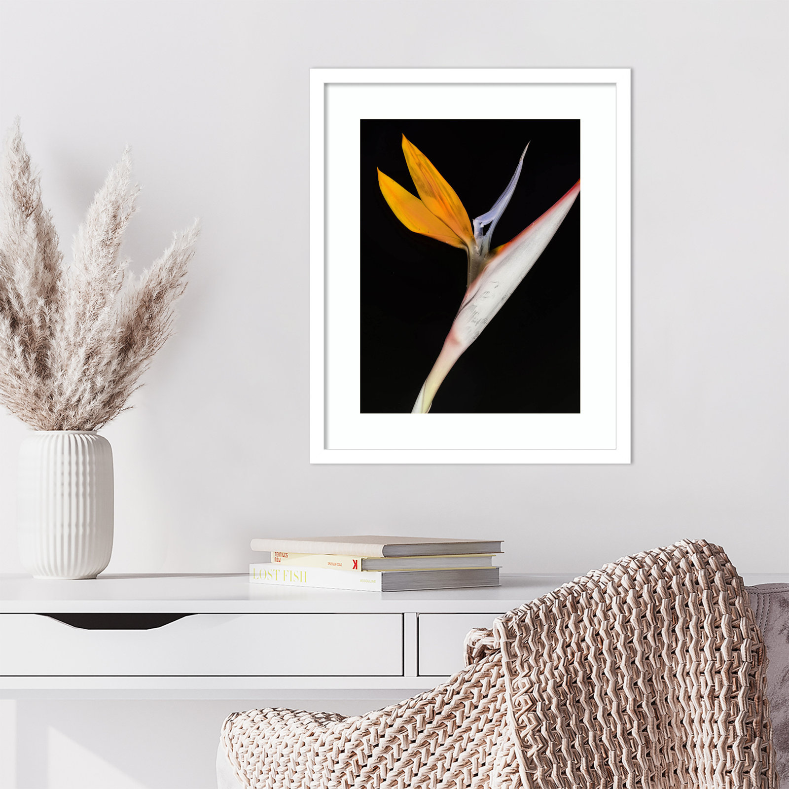 Olcott "Bird of Paradise" Print, White, 21" H x 17" W