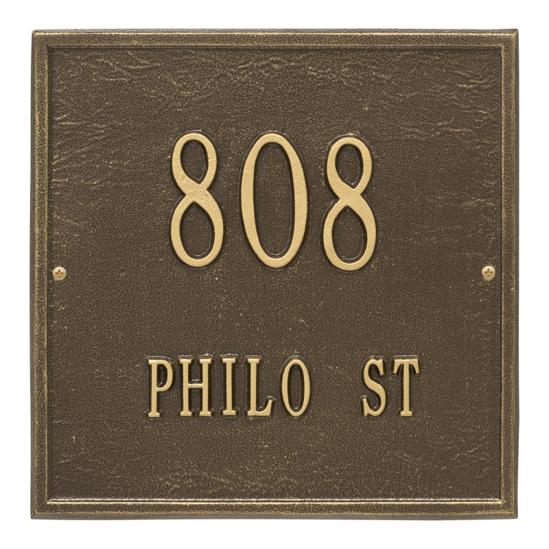 Plaque d'adresse murale sur 2 lignes, Bronze antique, Oui