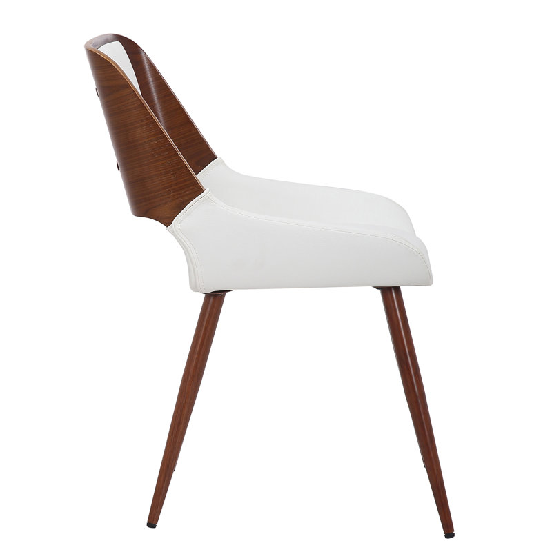 Mid-Century Modern Fabric Side Chair, White