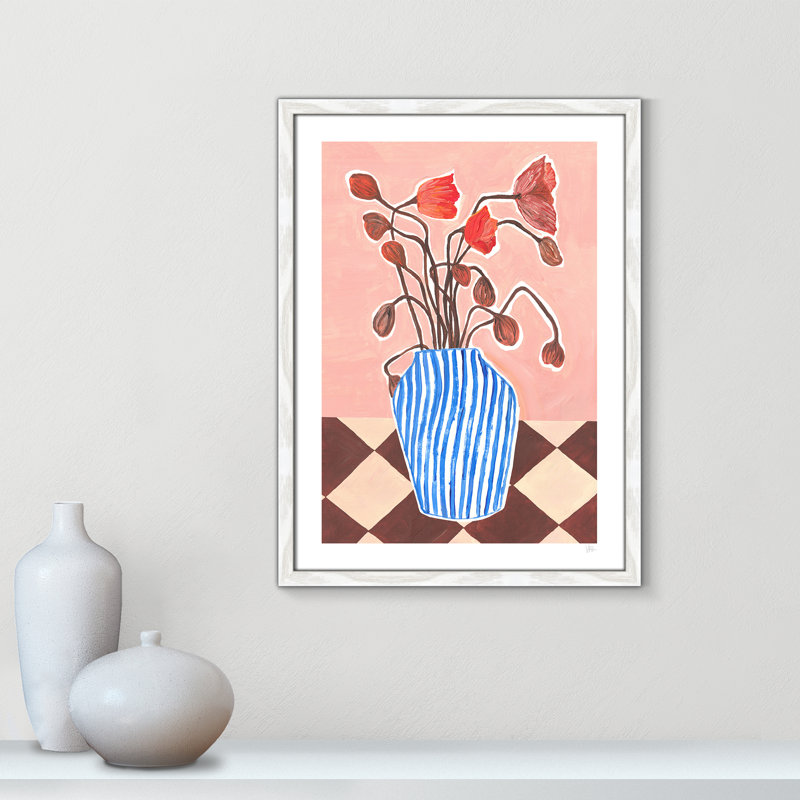 Poppies Print par Violets Print House, Grain de bois blanc, 17'' W x 23'' H, Impression encadrée