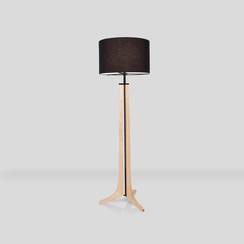 Lampe de plancher 72 po forma, Noir, Aluminium anodisé noir, Érable