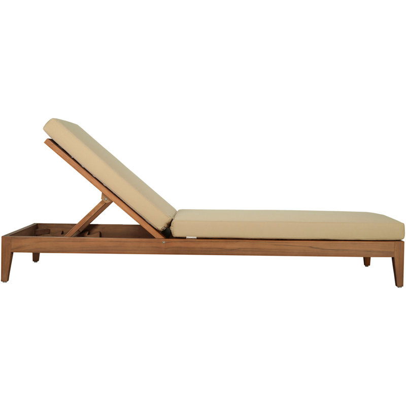 Chaise longue d'extérieur rembourrée en tissu Mirella, Tanné