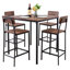 Table de bar, ensemble de tables de bar 5 pièces 35 po, ensemble de tables de bar et de chaises à bords arrondis, table de pub carrée avec quatre tabourets pour le salon, la salle à manger, la cuisine, couleur noyer, noir