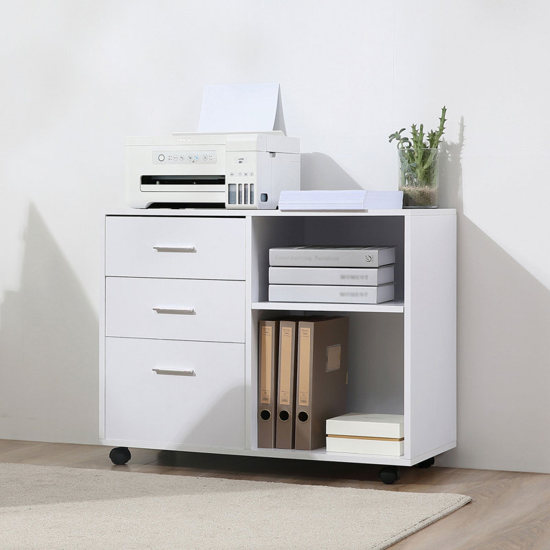 Harty 3 -Drawer Filing Storage Cabinet, White